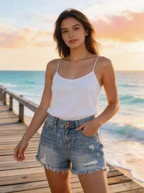 KanCan High-Rise Distressed Shorts- Medium Eve Wash, Two button Waist  27/7 EUC